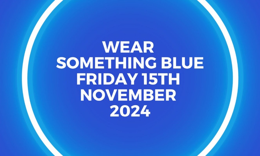 Wear something blue 15th november white text on a blue background